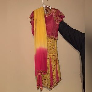 Girl’s (Age 5-7) Pink and Yellow Sari